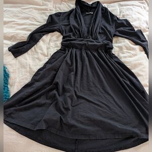 eShakti Shawl neck, Ruched/Smocked Waist, Long Sleeve Dress, Size 14